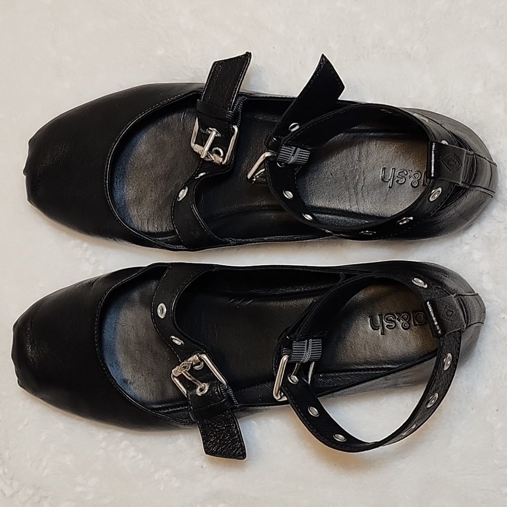 Ba&sh Canya Ballerina Black Leather Ankle Strap Ballet Flats Loafers Shoes Sz 7 - Picture 7 of 16